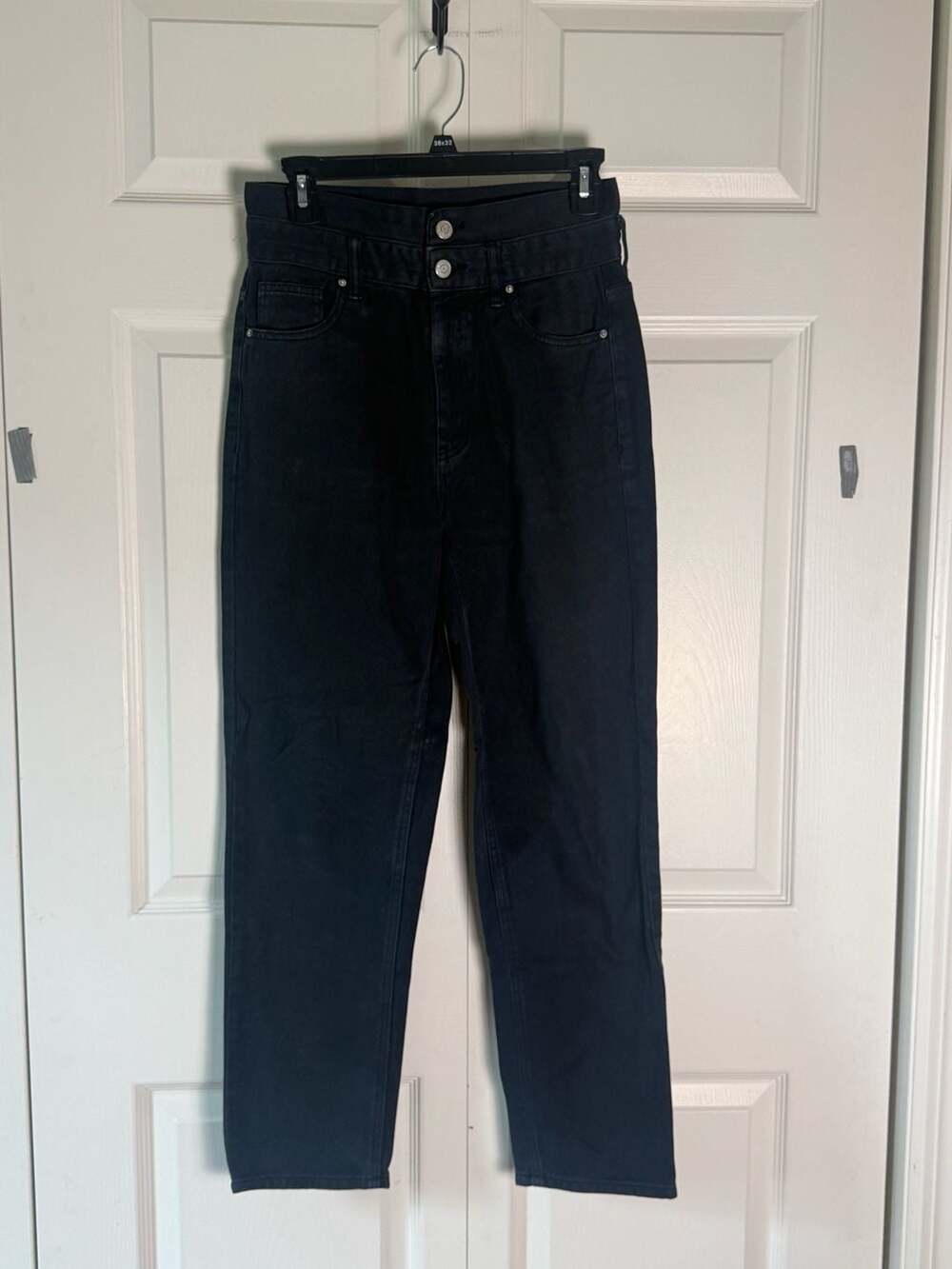 PACSUN Dark Blue  Mom Jeans XS High Rise Straight Leg Denim Double Button Cotton